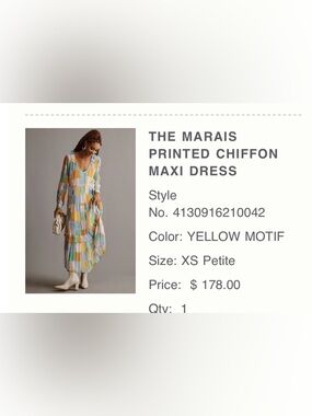 Anthropologie The Marais Printed Chiffon Maxi Dress in yellow, blue, green